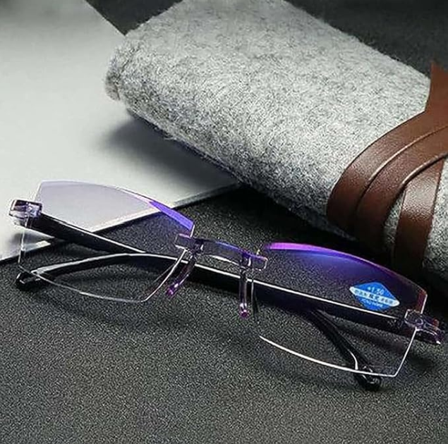 Pack de gafas anti rayos azules multifocales +1.50 más funda de cuero